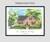 Custom Personalized Watercolor Home Portrait Illustration Drawing Realtor Gift