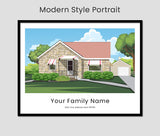 Custom Personalized Watercolor & Modern House Portrait