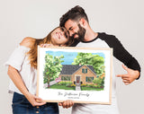 Custom personalized watercolor house painting print portrait illustration from your photo.